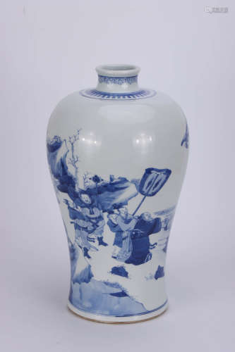 A Chinese Blue and White Porcelain Plum Vase