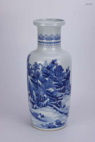A Chinese Blue and White Landscape Porcelain Vase