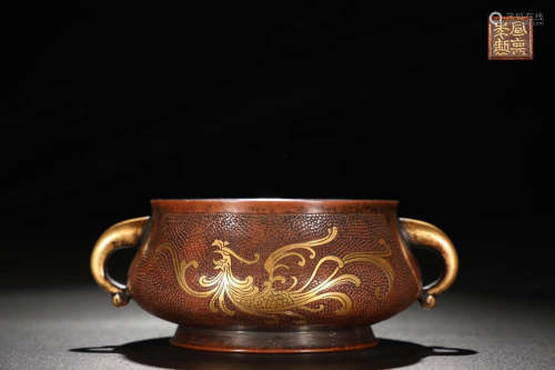 A Chinese Gilding Bronze Incense Burner