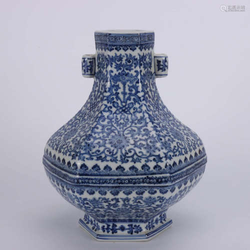 A Chinese Blue and White  Twine Pattern Porcelain Zun