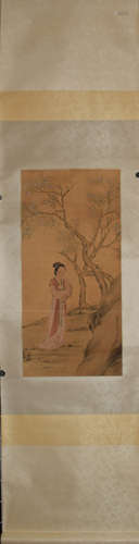 A Chinese Figure Silk Scroll