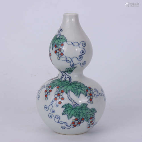 A Chinese Doucai Porcelain Gourd-shaped Vase