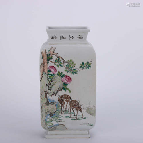 A Chinese Light colorful porcelain Square Flower Vase