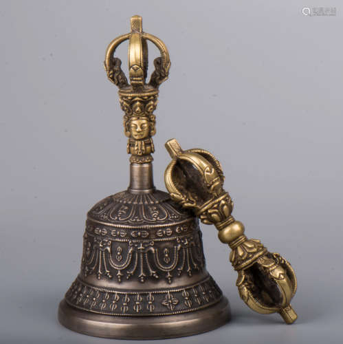 A Chinese Gilded Bronze Ling pestle