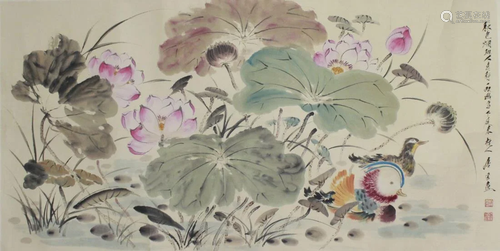 CHINESE PAINTING OF LOTUS POND LIFES IN…