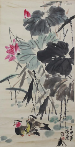 A CHINESE PAINTING OF BIRDS PLAYI…