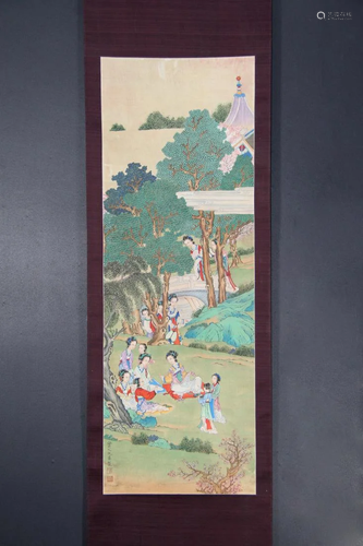 CHINESE FIGURE PAINTING OF LADIES' GA…