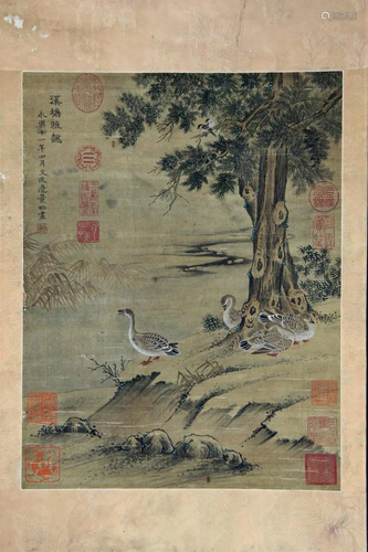 CHINESE PAINTING OF WILD DUCK UNDER PI…