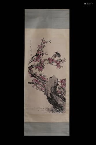 CHINESE HANGING SCROLL PAINTING OF BIR…