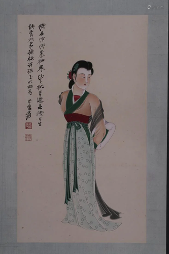 INK AND COLOR INSCRIBED PAINTING OF …