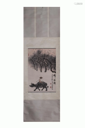 CHINESE SCROLL PAINTING OF HERDING C…