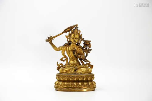 Chinese Copper Gold Gilded Tara