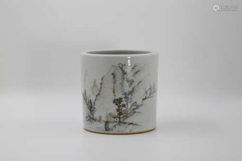 Chinese Late Qing Dynasty Porcelain Brush Pot