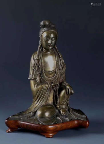 Chinese Ming Dynasty Copper Guanyin Statue