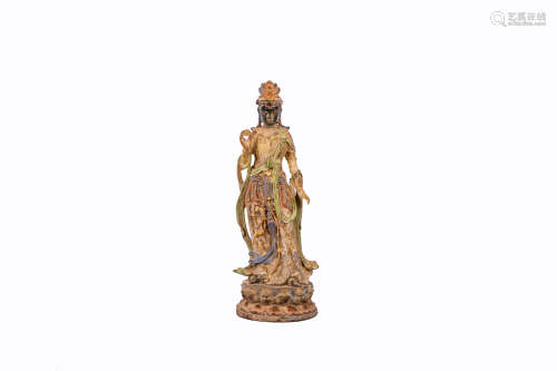 Chinese Coloured Glass Standing Buddha