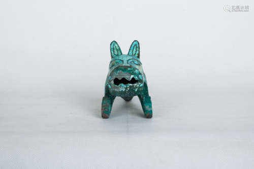 Chinese Bronze Decoration Inlaid With Turquoise
