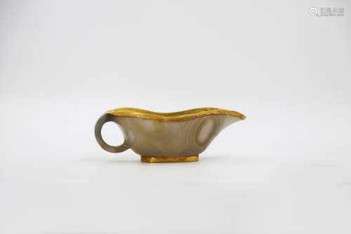 Chinese Liao Dynasty Agate Gold Painted Cup