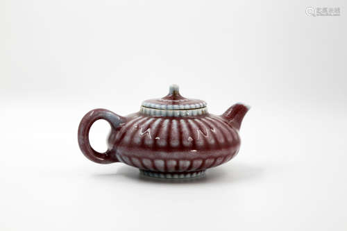 Chinese Qing Dynasty Yongzheng Period Red Glaze Porcelain Pot