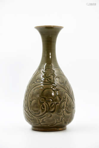Chinese Yaozhou Kiln Carved Porcelain Bottle