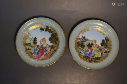 Pair Of Western Colorful Plates