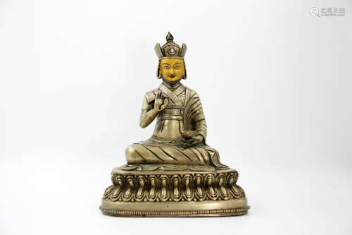 Chinese Silver Gold Gilded Statue