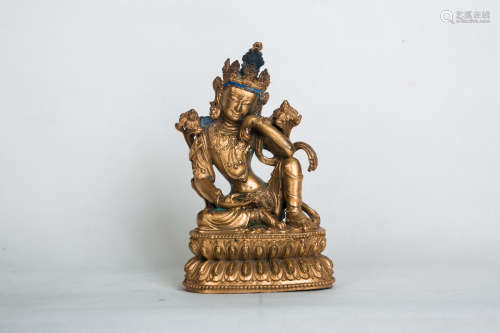 Chinese Copper Gold Gilded Statue