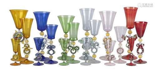 LOT DE 18 VERRES DE MURANO