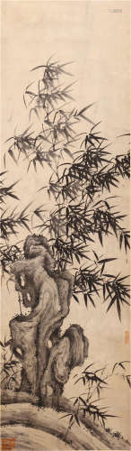 CHINESE HANGING SCROLL INK PAINTING OF BAMBOOS
