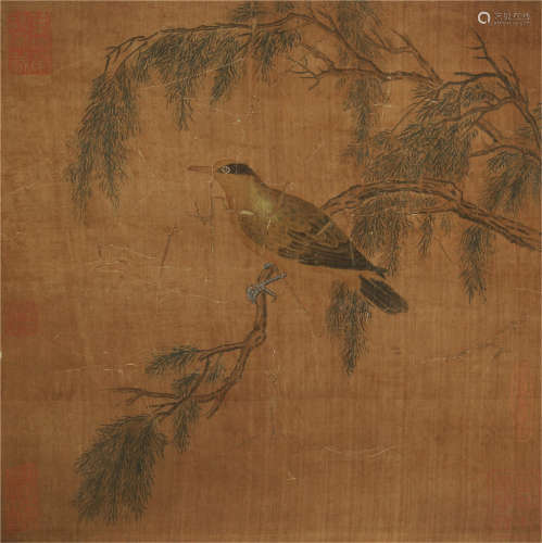 CHINESE PAINTING OF SPARROW ON TREE BRANCH