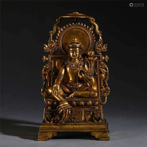 CHINESE GILT BRONZE BUDDHA STATUE