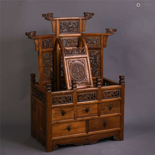 AN UNUSUAL CHINESE HARDWOOD CARVED CABINET