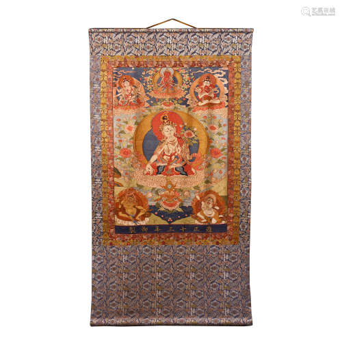 CHINESE THANGKA DEPICTING WITH GUANYIN