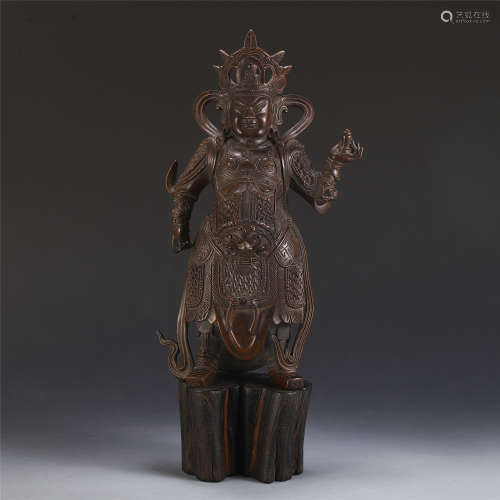 CHINESE BRONZE STAND GUANGONG STATUE