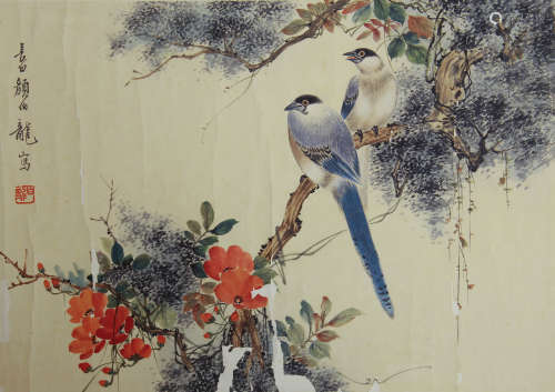 CHINESE INK AND COLOR PAINTING OF FLOWERS AND BIRDS BY YAN BOLONG