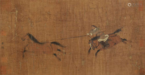 CHINESE PAINTING OF WARRIORS ON HORSE