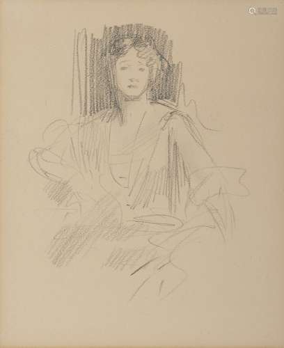 JOHN SINGER SARGENT, (American, 1856-1925), Preparatory Sketch: Grace Elvina, Marchioness Curzon of Kedleston, 1924, pencil on paper, sheet: 10 3/4 x 9 in., sight: 10 1/4 x 8 1/4 in., frame: 19 x 17 1/2 in.