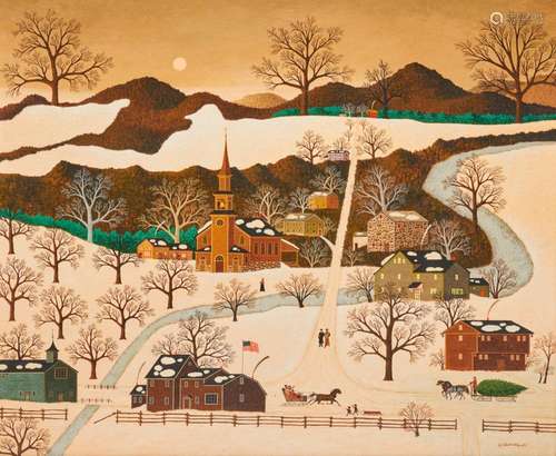 CHARLES WYSOCKI, (American, 1928-2002), Connecticut Snowscape, oil on canvas, 30 x 36 in., frame: 37 x 43 in.