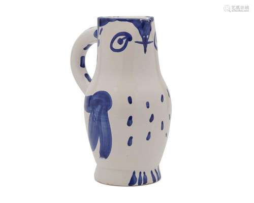 PABLO PICASSO, (Spanish, 1881-1973), Hibou (AR 253), earthenware ceramic pitcher, height: 9 3/4 in.