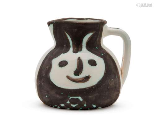 PABLO PICASSO, (Spanish, 1881-1973), T�tes (A.R. 367), white earthenware ceramic with white glaze and black oxide, height: 5 1/4 in.