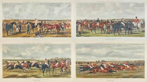 After JOHN FREDERICK HERRING, SR., (English, 1795-1865), Fores National Sports: Racing (Four Plates), aquatints, each plate: 24 1/2 x 44 1/2 in., each frame: 36 x 56 in.