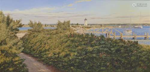 SERGIO ROFFO, (American, b. 1953), Path to Edgartown Light, oil on canvas, 34 x 48 in., frame: 33 1/2 x 57 1/2 in.