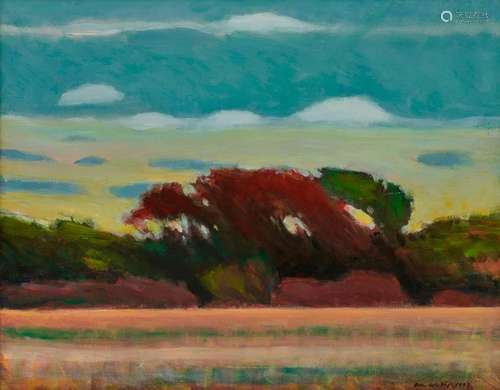 ALLEN WHITING, (American, b. 1946), Yellow Sunset, Chilmark, 1993, oil on canvas, 16 x 20 in., frame: 18 x 22 in.