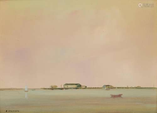 ANNE PACKARD, (American, b. 1933), Harbor View, oil on board, 6 x 8 in., 9 1/2 x 11 1/2 in.