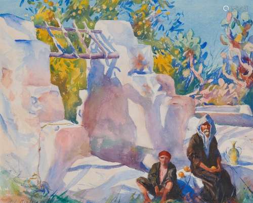 AIDEN LASSELL RIPLEY, (American, 1896-1969), By the Well, 1925, watercolor, sight: 15 1/2 x 19 1/2 in., frame: 26 x 29 in.