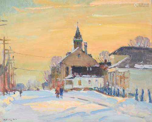 ANTONIO CIRINO, (American, 1889-1983), Snowy Street Scene, 1948, oil on artists board, 8 x 10 in., frame: 14 x 16 in.