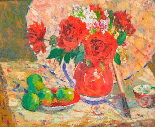 MILLIE GREENE, (American, 20th/21st century), Floral Still Life, oil on canvas, 20 x 24 in., 24 1/2 x 28 1/2 in.