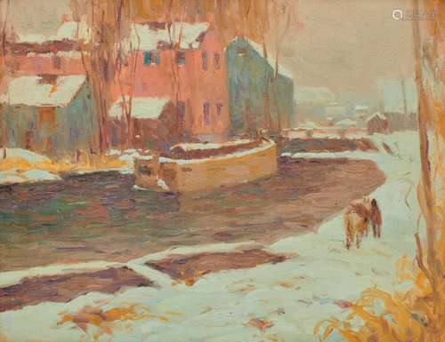 ALFRED RICHARD MITCHELL, (American, 1888-1972), Gray Thaw (after John Fulton Folinsbee), oil on board, 16 x 20 in., frame: 22 1/2 x 26 1/2 in.