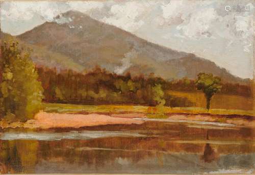 CHILDE HASSAM, (American, 1859-1935), Landscape, oil on card, 10 x 15 in., frame: 19 x 24 in.