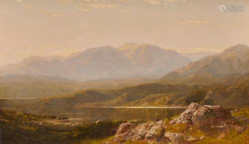 JOHN BUNYAN BRISTOL, (American, 1826-1909), Mountain Landscape, oil on canvas, 18 x 30 in., frame: 32 x 44 in.