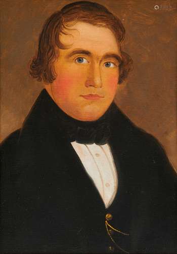 WILLIAM MATTHEW PRIOR, (American, 1806-1873), John Mills, oil on panel, 13 1/2 x 9 1/2 in., frame: 18 1/2 x 14 1/2 in.